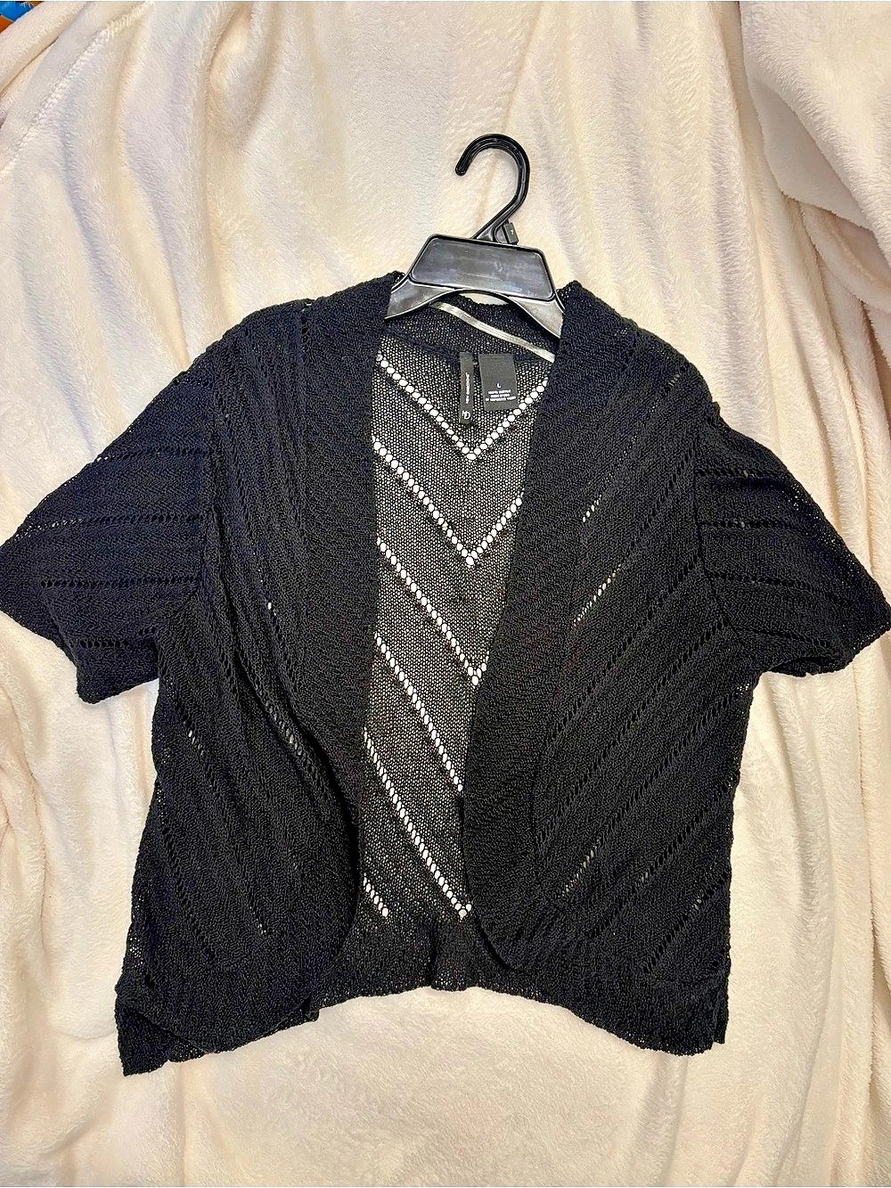 New Directions Black & White Open Front Cardigan Size Large